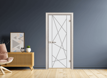 Стъклена врата модел Efapel Sand G 13 5 цвят бяла мура