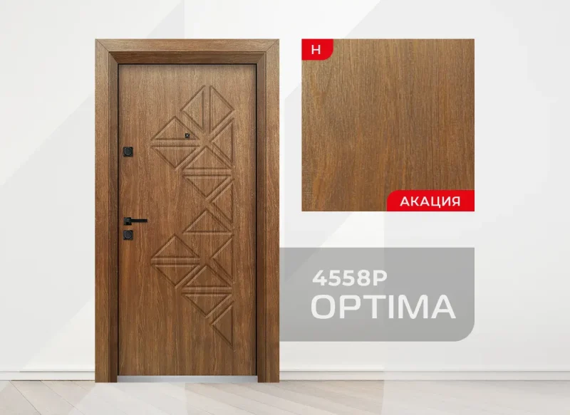 Входна врата Унисон Оптима 4558-P, цвят Императорска акация