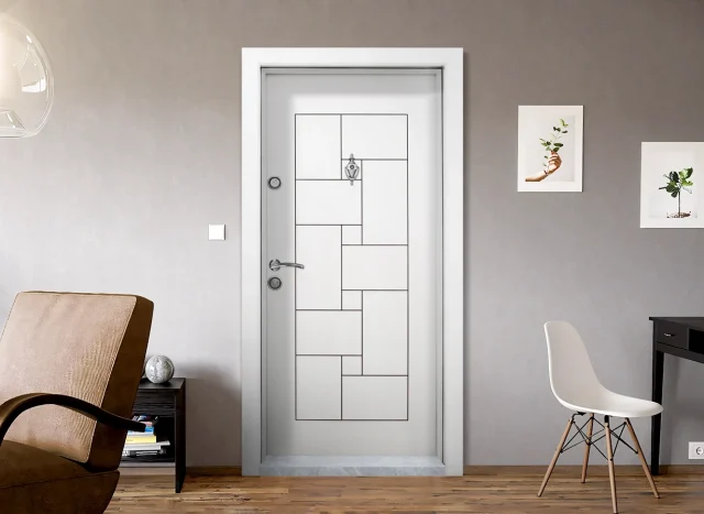 Блиндирана врата Kartal T 100, цвят Бял