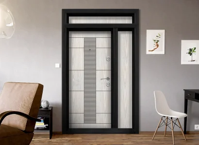 Блиндирана врата Kartal T 901, цвят Арктика с надстройка